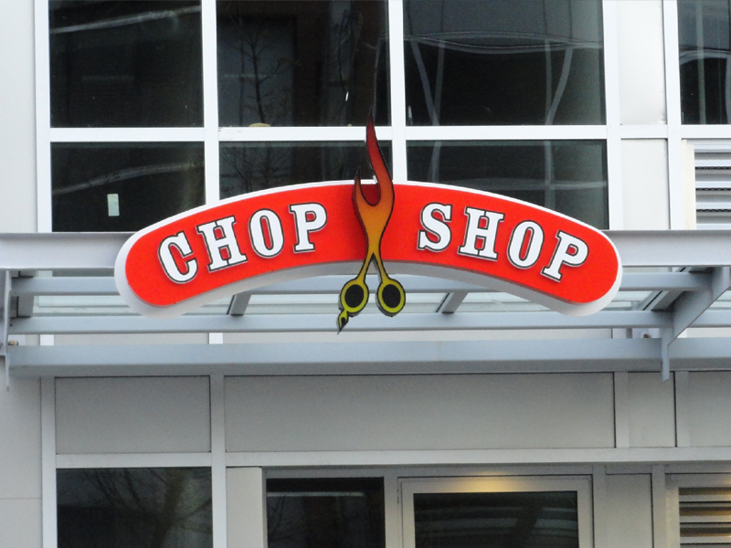 Chop Shop Hair, Vancouver B.C., Push Trough Signs